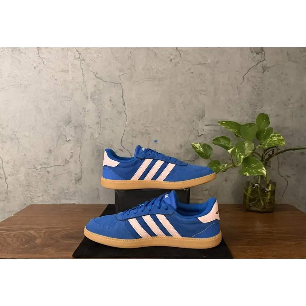 Adidas Women's Breaknet Lace-Up Casual Sneakers Blue/Pink Gum Sole Size 8.5